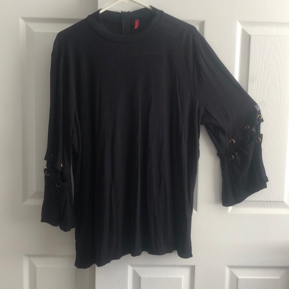 Black Elbow Cut Out Blouse